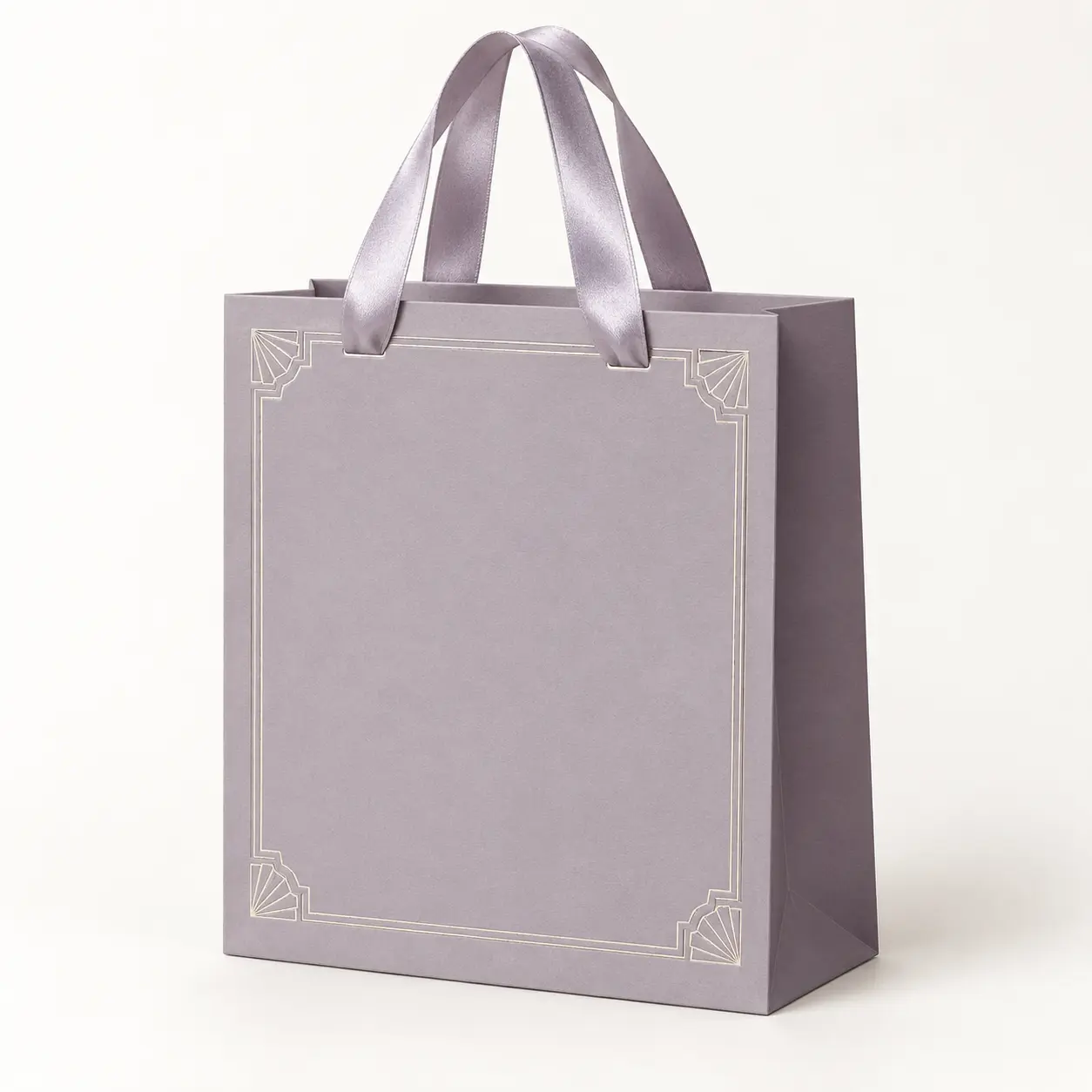 Lilac Deco Frame Luxury Bag — premium printed paper carry bag with satin ribbon handles